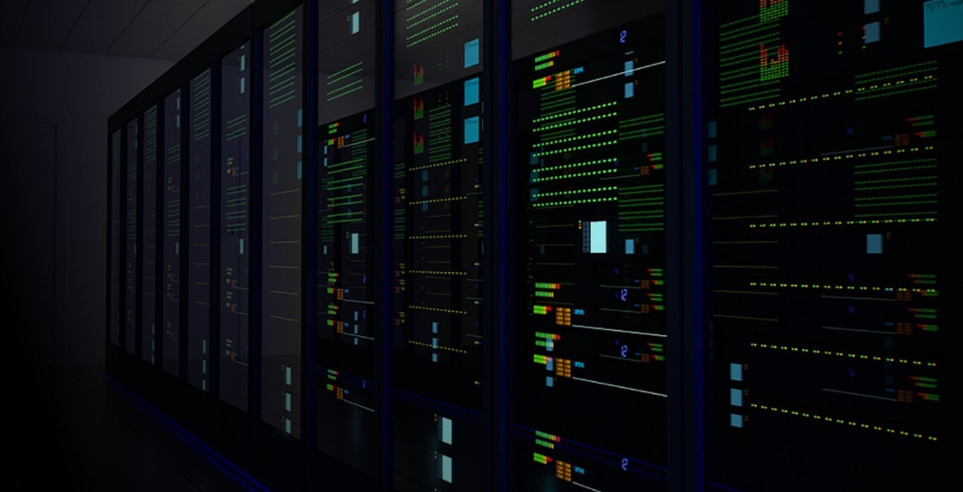 Illuminated server racks in a data centre