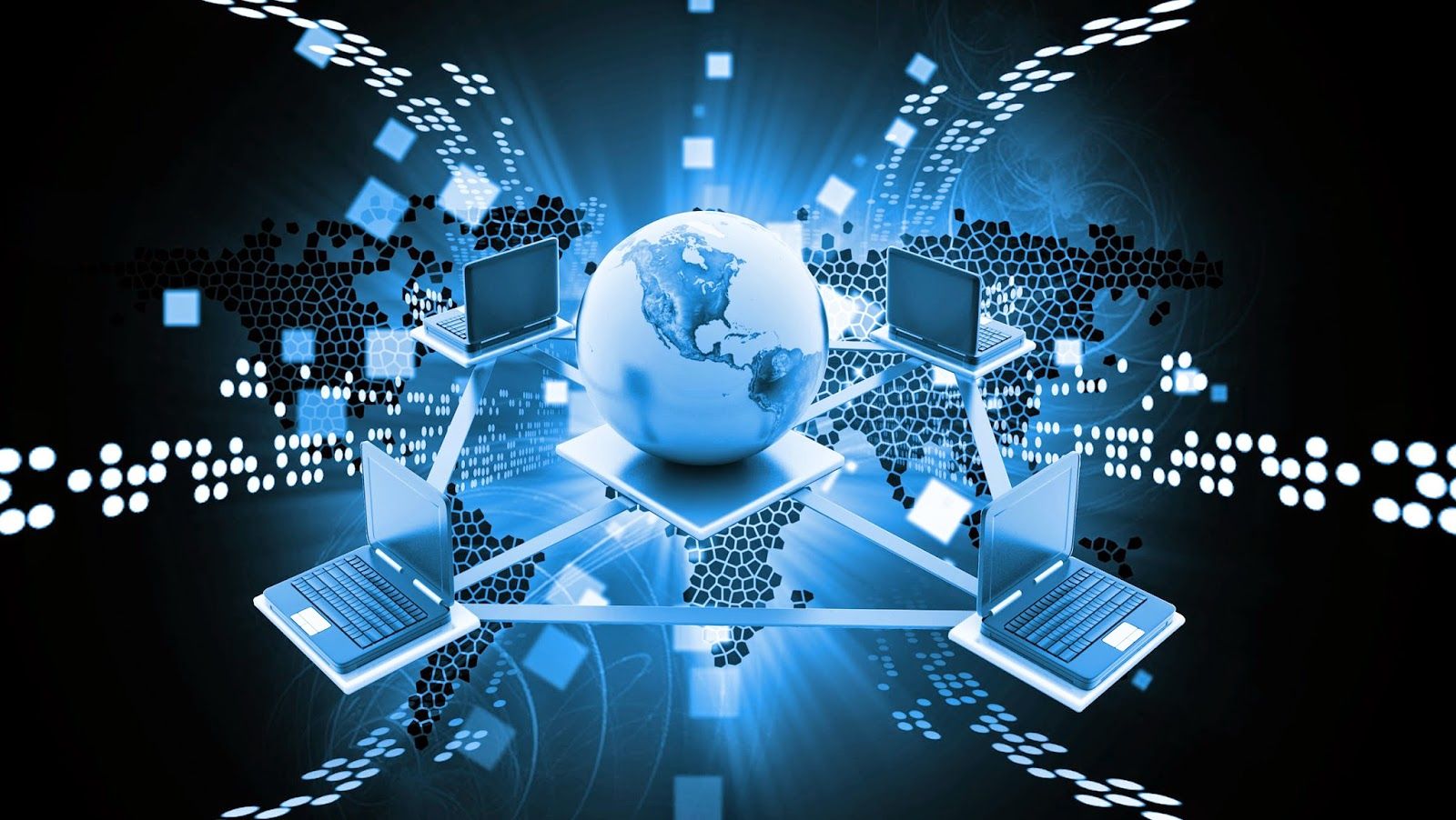 Illustration of devices connected through a secure global network
