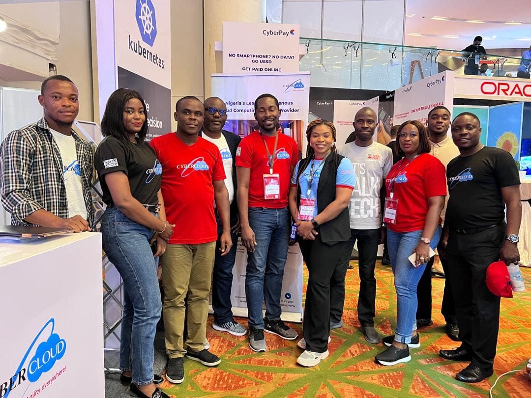 The CyberCloud team at the company's exhibition stand